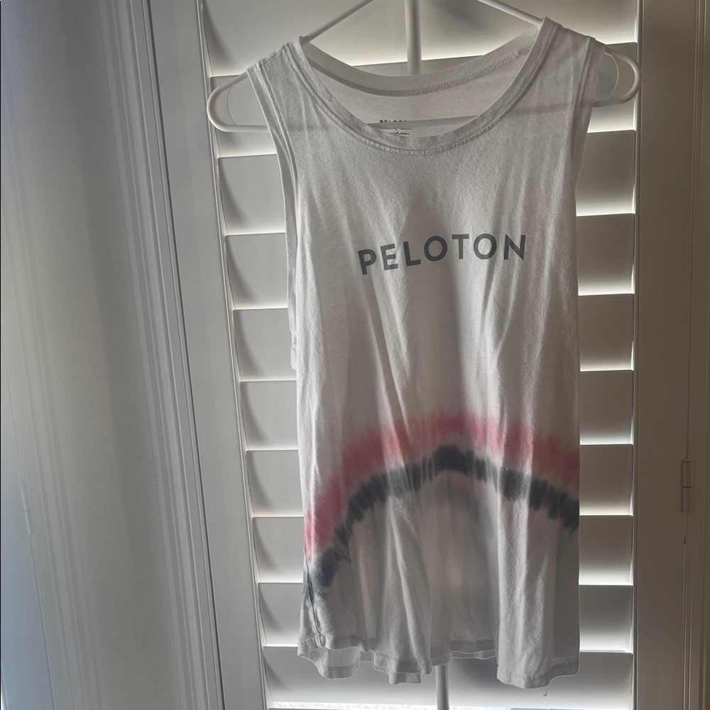 Peloton Women's White Tank Top with Pink and Black Accents